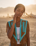 Celeste Fringe Leather Cape No. 04