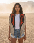 Celeste Fringe Leather Cape No. 05